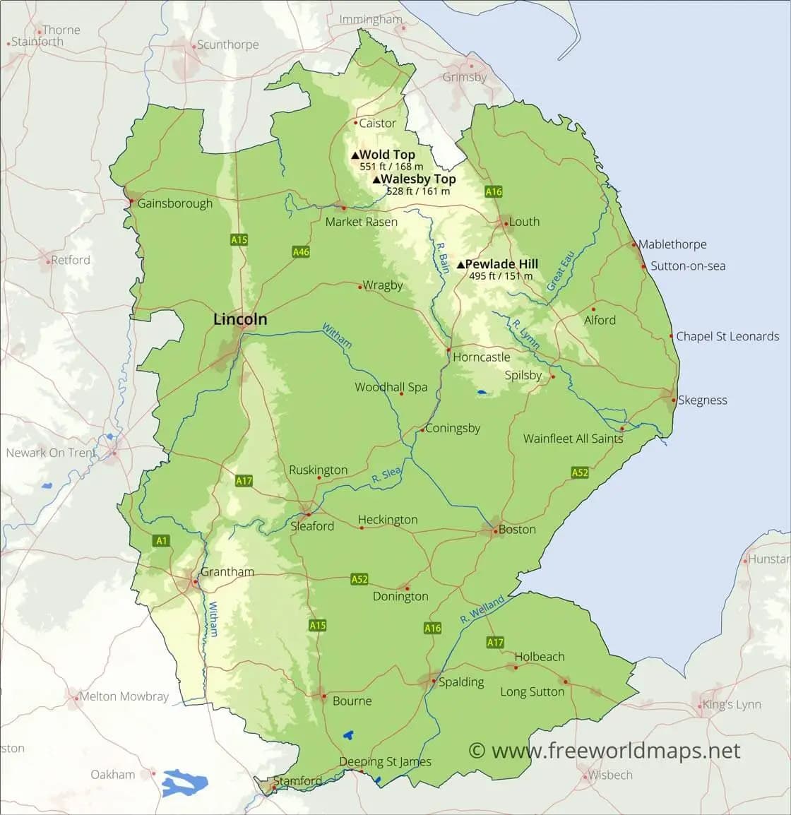 Map of Lincolnshire